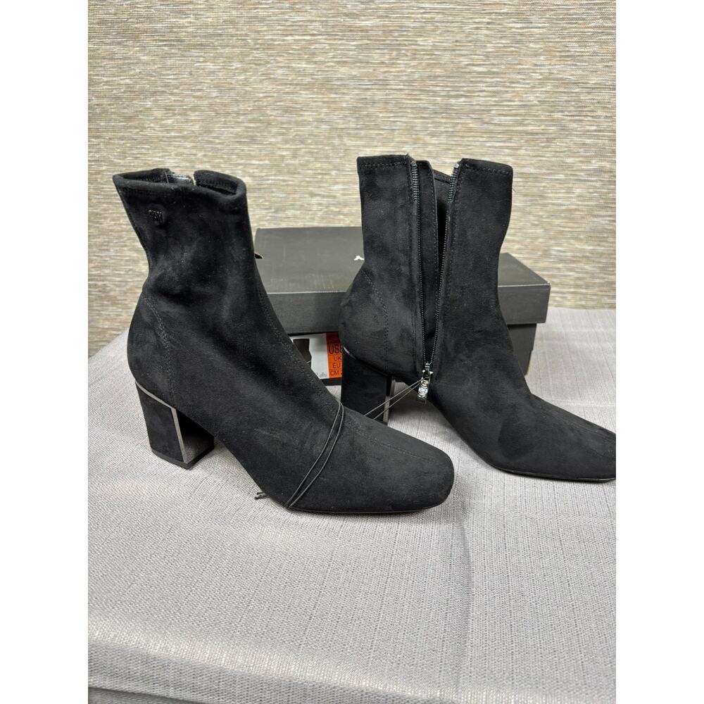 DKNY Black Suede Heeled Ankle Boots